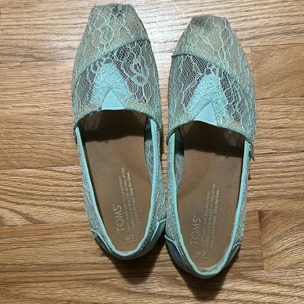Teal lace espadrille Toms